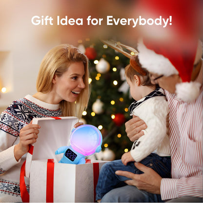 AFEXOA Astronaut Sunrise Alarm Clock for Kids, White Noise Sound Machine with 30 Soothing Sounds, 22 Dimmable Nightlights, Bluetooth Speaker, Dual Alarms, Wake Up Light for Bedroom(Blue)