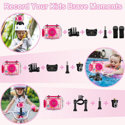 Pool Toy & Kids Underwater Camera - 99FT Waterproof Kid Action Camera 1080P Video&20MP Photo with Flip Lens, Includes 32GB Card for Diving Swimming Beach Snorkeling,Birthday Gift for Girls - GKTZ