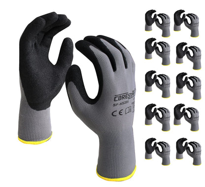 Onmaru Corestar Safety Work Gloves Sandy MicroFoam Nitrile Palm Coated Seamless Nylon Micro-Foam Gloves (10pair XL)
