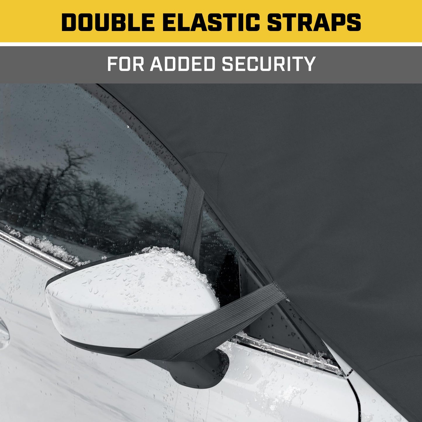 Cat® Windshield Snow Cover, Toughest Car Frost Protector for Ice & Sleet, Weatherproof for Winter, Includes Anti-Theft Straps, Freeze Protector for Auto Car Truck Van SUV, Wide Size 78"x45" inch,Black