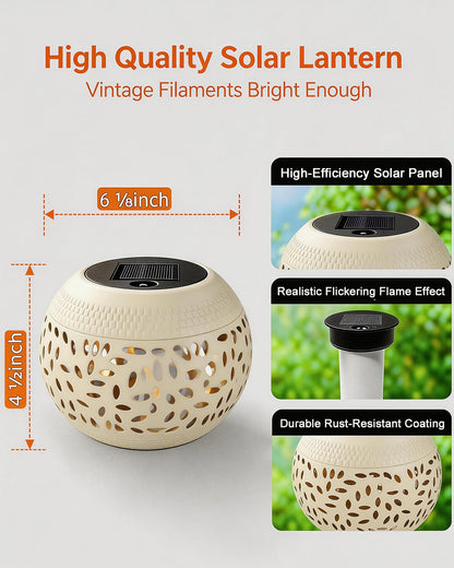 Solar Table Lights Outdoor Waterproof - Dancing Flickering Flame Lamp White Metal Tabletop Light Solar Powered Decorative Lighting Lantern for Desk Bedroom Patio Garden Pathway Yard (1 Pack)