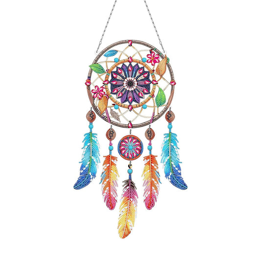 Diamond Dream Catchers Kit,Painted Diamond Art, DIY Diamond Painting Kit Handmade Craft Pendant for Home Wall Window Boho Decor,Symbol of Good Dreams Room Decoration,Type 2