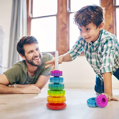 BYFWH Baby Spin Stack Toy, Premium Stacking Toys for Kids, Spinning Stacking Toy for Babies and Toddlers, Educational Toddler Learning Toy,Autism Spin Stack Toys,Rainbow Spinning Wheel Toys