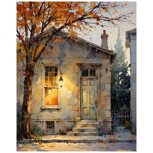 TAOPAOLAB Cozy House Paint by Numbers Kit for Adults - DIY Autumn Cottage with Lamp Light Painting on Canvas 16x20In, Acrylic Paint Set, Suitable for Beginners, Art for Home Decoration or Gifts