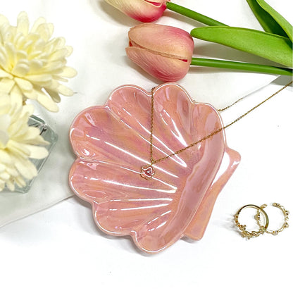 TIGERMILLION Sea Shell Jewelry Dish, Ceramic Seashell Jewelry Holder, Cute Organizer Plate Vanity Decorations Accessories for Home Bathroom Decor Birthday Mother's Day Christmas Gift for Women