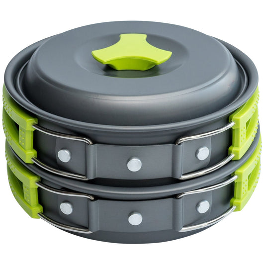 MalloMe Camping Cookware Mess Kit for Backpacking Gear – Camping Cooking Set - Backpack Camping Pot and Pans Set - Portable Camping Stove and Backpacking Stove Compatible - Camp Accessories Equipment