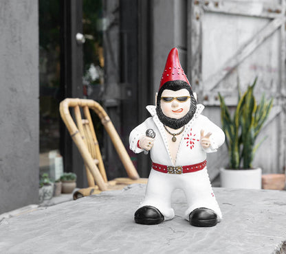 Jy.Cozy Large Singer Gnome Garden Statue Outdoor Resin Dwarf Figurine Decor Home Decoration Funny Sculpture for Patio Poch Yard Backyard Ornament Housewaiming Unique Gift