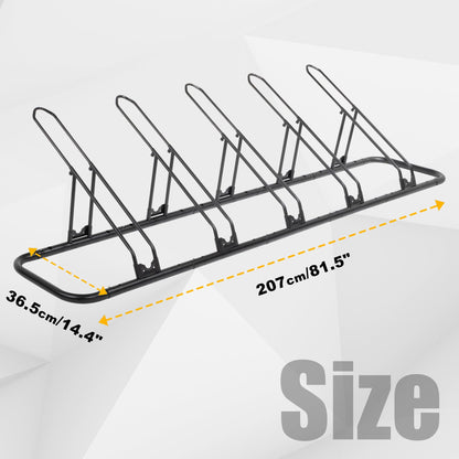 CyclingDeal Bicycle Floor Parking Rack Stand - for Mountain MTB Road Bike - Indoor Home Garage Storage - Adjustable 5 Bikes