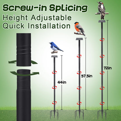 Bird Feeder Pole for Outdoors - 82in Tall Adjustable Heavy Duty Bird House Feeding Station with 5-Prong Anchor for Outside Garden Wild Bluebirds Watching