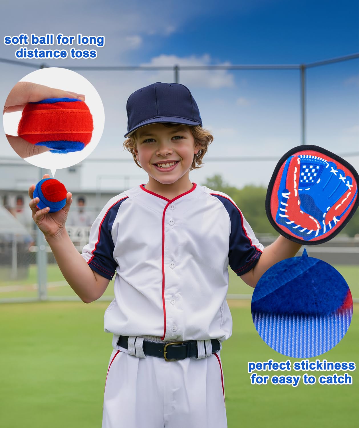 Qrooper Toss and Catch Game Ball Set Toddler Toys for 3 4 5 6 7 8 Year Old Boys Girls Birthday Gift, Yard Games Pool Outdoor Beach Toys for Kids Ages 4-8 Baseball Glove