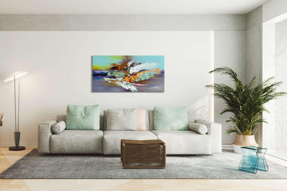 zoinart Hand Painted Textured 3D Wall Art 24x48 Inches Colorful Oil Paintings Abstract Large Canvas Wall Art for Home Decorations