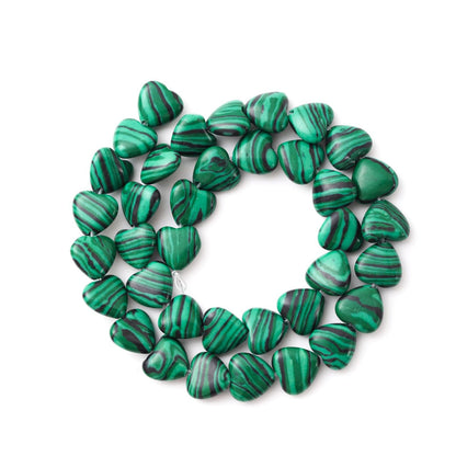 Natural Heart Shaped Malachite Stone Beads 10mm Loose Crystal Healing Beads for DIY Necklace Bracelet Making Gemstone Craft Supplies