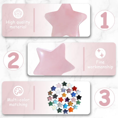 QINJIEJIE 20 PCS Rose Quartz Star Crystals Natural Crystal Polished Healing Cute Mini Pocket Stones Palm Thumb Star Gemstones Set Bulk Wholesale Reiki Energy Balancing Crystal Gifts for Women