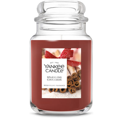 Yankee Candle Sparkling Cinnamon, Christmas Scented Candle, 22oz Large Jar with up to 150 Hour Burn Time, Giftable