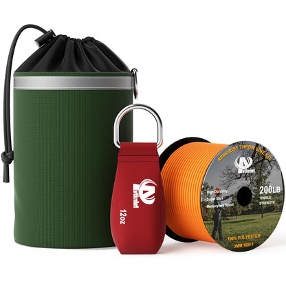 Aystkniet Arborist Throw Line Kit with Slick Rope & 12oz Throw Weight & Reflective Storage Bag, Polyester Throw Line and Reinforced Arborist Throw Ball Kit for High Limbs Trimming Cutting
