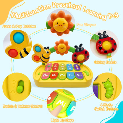 Baby Piano Toy 6-12 Months Light Up Music Keyboard Baby Toys for 3 6 9 12 18 Months with 4 Modes, Infant Educational Early Learning Toys, Small Musical Piano Toy 1 Year Old Boys Girls Gift
