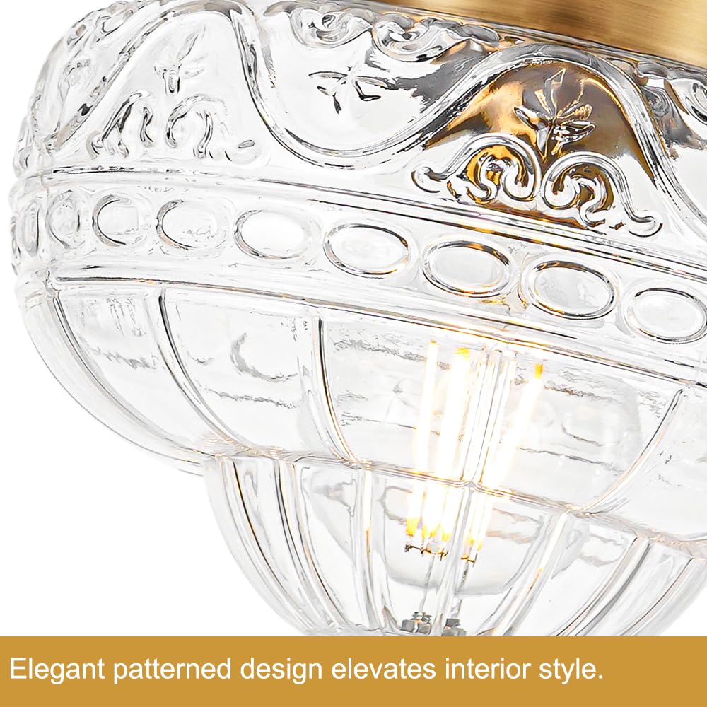 OIYIO Vintage Pendant Light - Brown Bronze Pendant Lights Kitchen Island with Floral Glass, Penant Lighting Fixtures with Adjustable Chain, Hanging Light Fixtures for Dining Room, Entryway