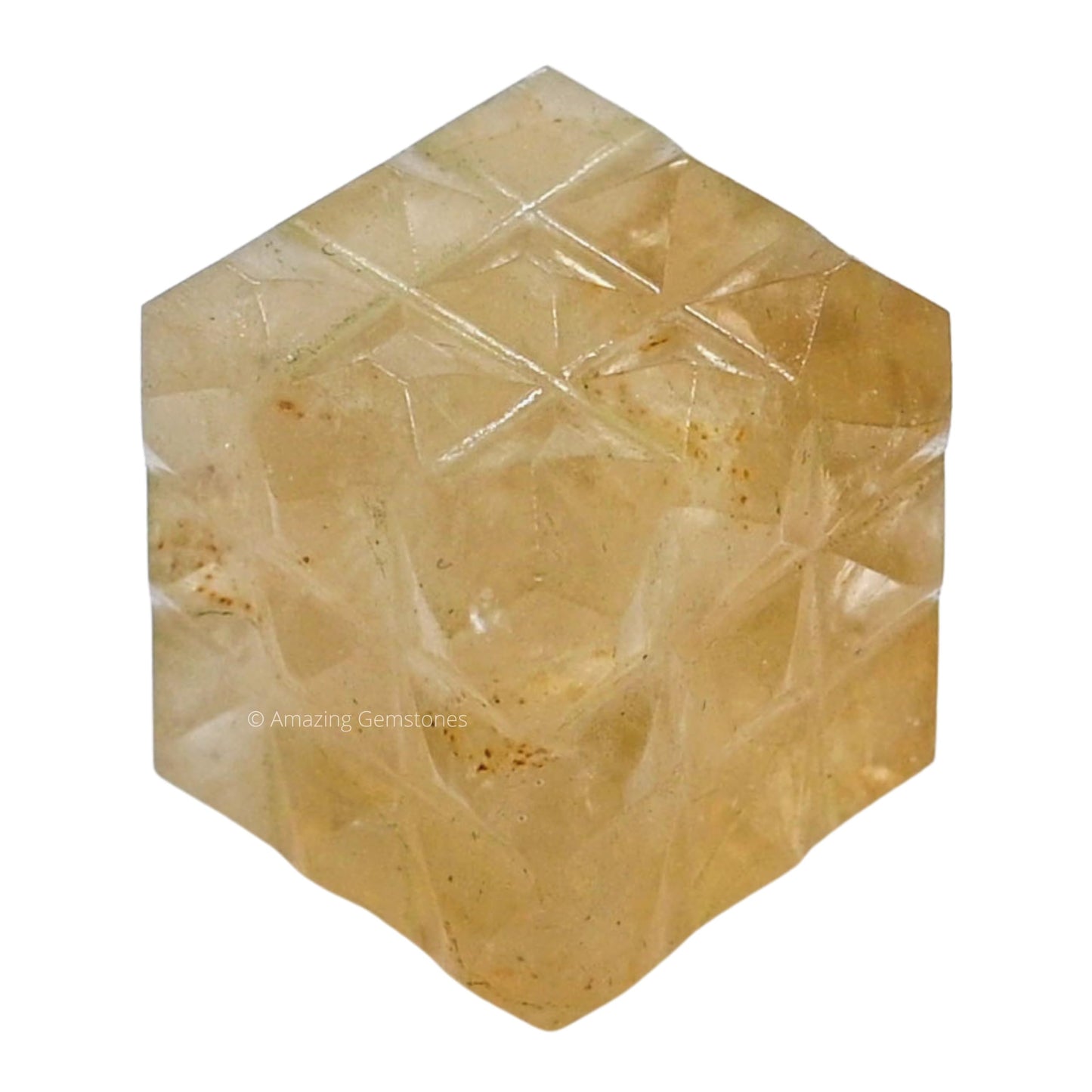 Amazing Gemstone Citrine Crystal Cube with 54 Pyramid - 1" Mini Lemurian Pyramid Cube Figurine of Natural Stone Pyramid for Meditation, Reiki, Chakra Balancing Vastu Pooja and Crystal Grids
