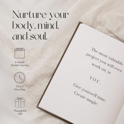 YOU – The Well-being Journal by Olive + Page – 6-Month Guided Self Care Journal with Gratitude Prompts, Daily Planner, Habit Tracker, and Reflection – Undated Wellness Journal – Linen Gold Foil Cover (Olive)