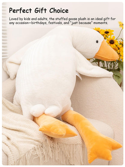 FIAEUGZKM Giant White Goose Plush Pillow, 74.8" Jumbo Fluffy Stuffed Animal Goose Hugging Body Pillow, Extra Large Soft Cuddly Plushy Birthday Gift Toy for Girls Kids Teens Adults, 6.23ft/190cm