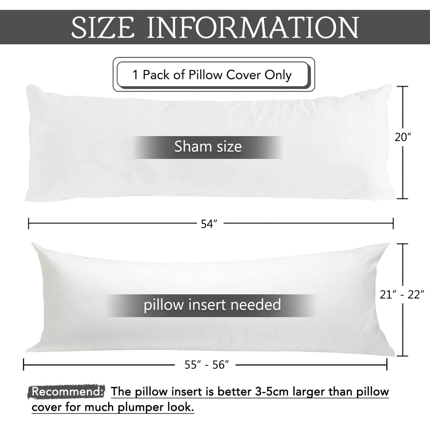 StangH White Velvet Body Pillow Cover with Hidden Zipper, Super Soft Touch Body Pillowcase for Kids Babies/Pregnant Women/Adults, Beach White, 20 x 54-inch, 1 Piece