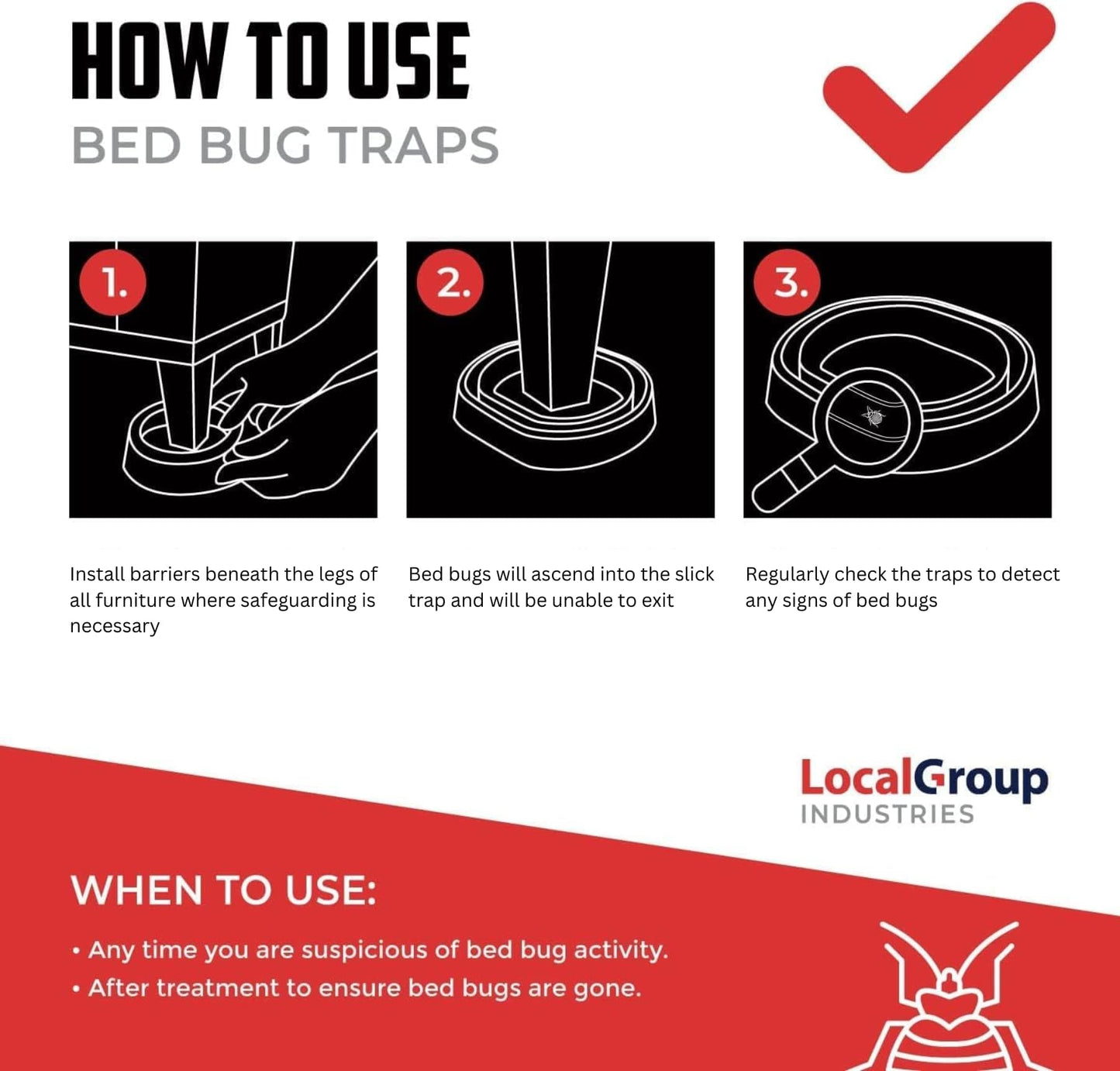 Bed Bug Trap - Eco Friendly Bed Bug Interceptors for Bed Legs - Insect Detector, Interceptor & Monitors for Indoor Home (12)