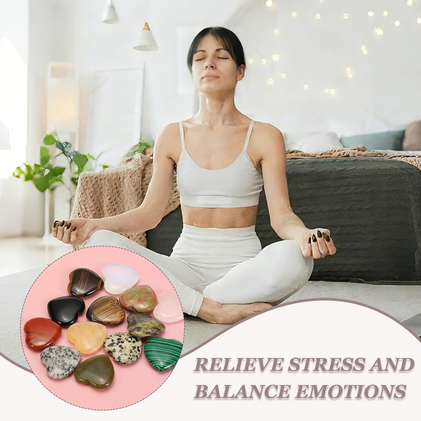 uxcell 5 Pcs Olive Jade Crystal Stones Heart Shaped, 2 cm Tumbled Stones and Crystals, Polished Gemstone Rocks for Women Gifts Meditation Crafting Home Decor