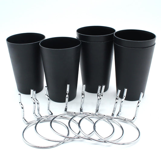 Moicstiy 6 Set Pegboard Bins with Rings, Ring Style Pegboard Hooks with Pegboard Cups Pegboard Cup Holder Organizer for Art, Craft Storage (Black)