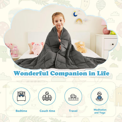 CuteKing Weighted Blanket (7lbs, 40"x 60", Grey) Heavy Blanket for 60-80lbs, Weighted Blanket for Cooling & Heating with Premium Glass Beads, Thick Blanket All-Season