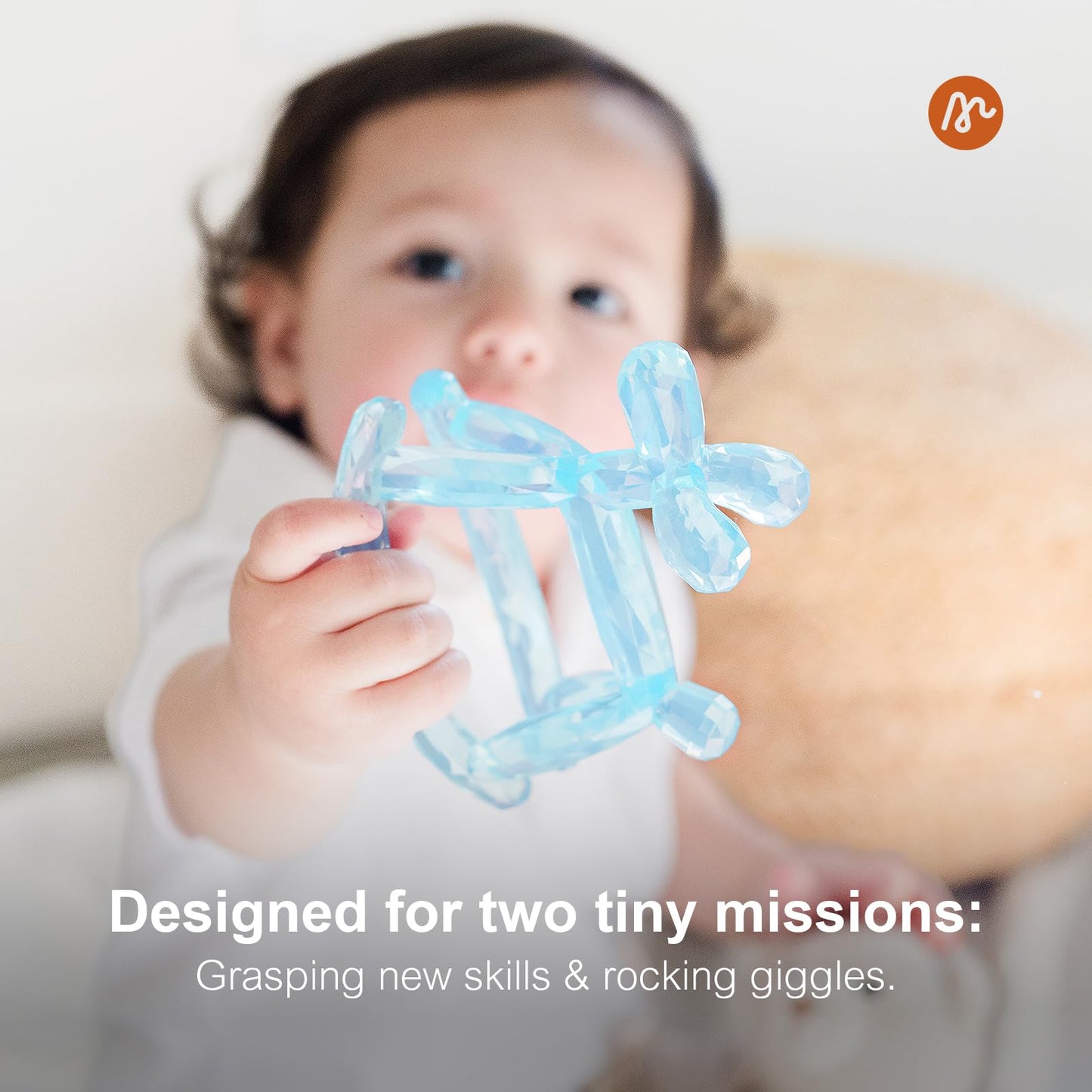 Miraloop Crystal Jelly Baby Teether – Jellydog Teething Relief Toy for Infants 3-6 Months, Silicone Handheld Teething Toy, BPA-Free, Odorless, Prevents Choking, Safe for Babies (Amethyt)