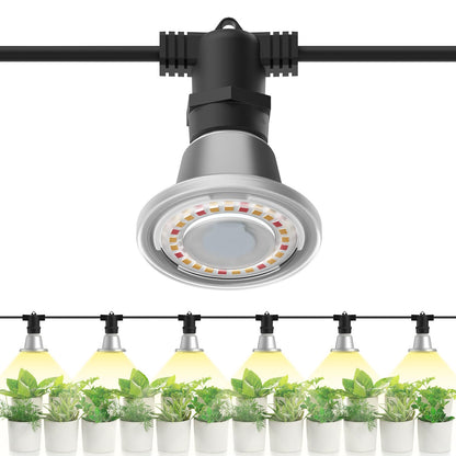 SANSI Hanging Grow Light String for Indoor Outdoor Plants, 6 LED Grow Light Bulbs 72W with Optical Lens for High PPFD, IP65 Waterproof Plant Grow Lamp for Greenhouse Garden (Upgraded)