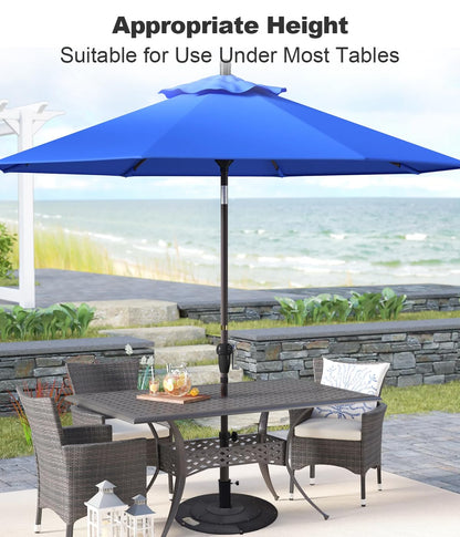 Koutemie 21 Inches Metal Umbrella Base with 2 Adapters for 1-¼" or 1-½" Umbrella Poles, Heavy Duty Weighted Outdoor Umbrella Stand Holder for Patio Table, Black