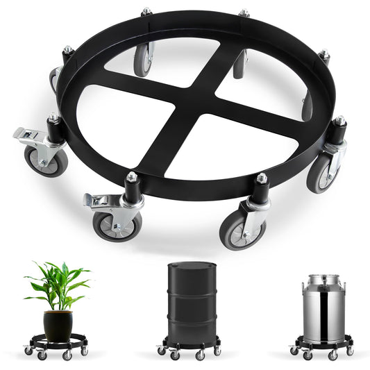 Migoda Heavy Duty Steel Drum Dolly, 55 Gallon Steel Frame with 8 Swivel Caster Wheels, 2000 Lbs Capacity Hand Truck Dollies for Workshops and Warehouses