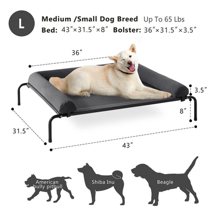 WESTERN HOME Cooling Elevated Dog Bed for Large Dogs, Portable Indoor & Outdoor Raised Dog Bed with Breathable Mesh, Chew Proof Pet Hammock Cots with Removable and Waterproof Bolsters