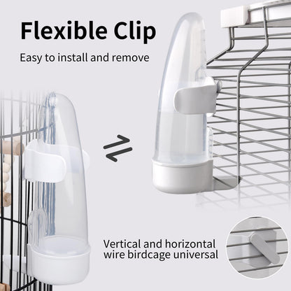YOOSO WING Bird Feeder Automatic Bird Water Dispenser Set for Cage No Mess Parakeet Cage Water Dispenser PP Material, 200ml/6.8fl oz (2PCS)