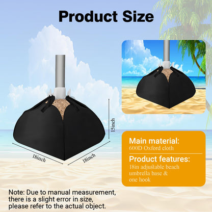 Dddzerong Parasol Base Counterweight - Parasol Fillable Counterweight Sandbag - Heavy Duty Beach Parasol Stand Sand Anchor for Outdoor Patio Garden Beach (2 set)