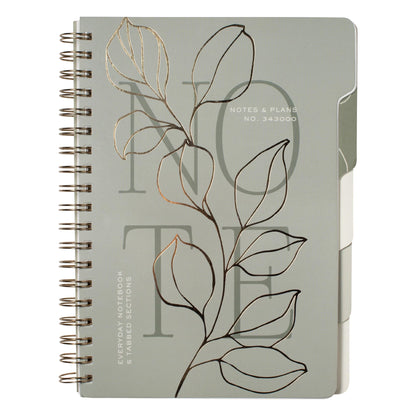 Fringe Studio Large Tab Notebook, "Modern Eucalyptus", Flexible Paperback Cover, 5 Subject/Die-Cut Dividers, 7.25" X 10", 180 Lined Pages, Multicolor (343PA001FSC)