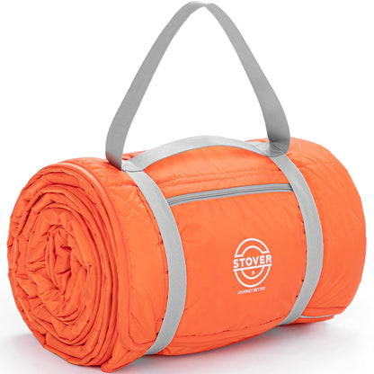 STOVER Large Waterproof Outdoor Stadium Blanket- Extra Thick Soft Fleece Camping Blanket for Travel, Picnics, Sports, Dogs- 79"x55" Warm, Windproof, Sand-proof, Lightweight, Packable (Game Day Orange)