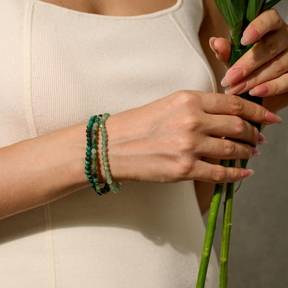 Farfume Malachite - Transformation & Abundance - Beaded Bracelets for Women,Handmade Natural Stone 4mm Beads 925 Sterling Silver Stretch Bracelets, Chakra Crystal Gemstone Jewelry Gifts for Mom