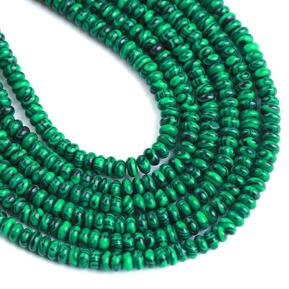 150PCS 2x4mm Green Malachite Rondelle Beads Natural Abacus Disk Stone Beads Round Loose Spacer Gemstone Beads for DIY Bracelet Necklace Jewelry Making