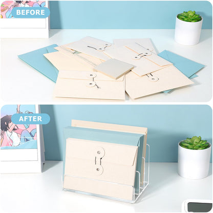 GerayMer Acrylic File Organizer for Desk, 3 Sections Mail Sorter Organizer Holder, Acrylic Desk Organizer for Document, Letter, Notebook