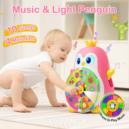 ToddlerCley Musical Penguin Toys for 1 Year Old Girl Gifts, Learning Educational Baby Toys for 1-3 Year with 5 Themes, Sound & Light, First Word Teaching 12-18 Months, 1st Birthday Girl Boy Gifts
