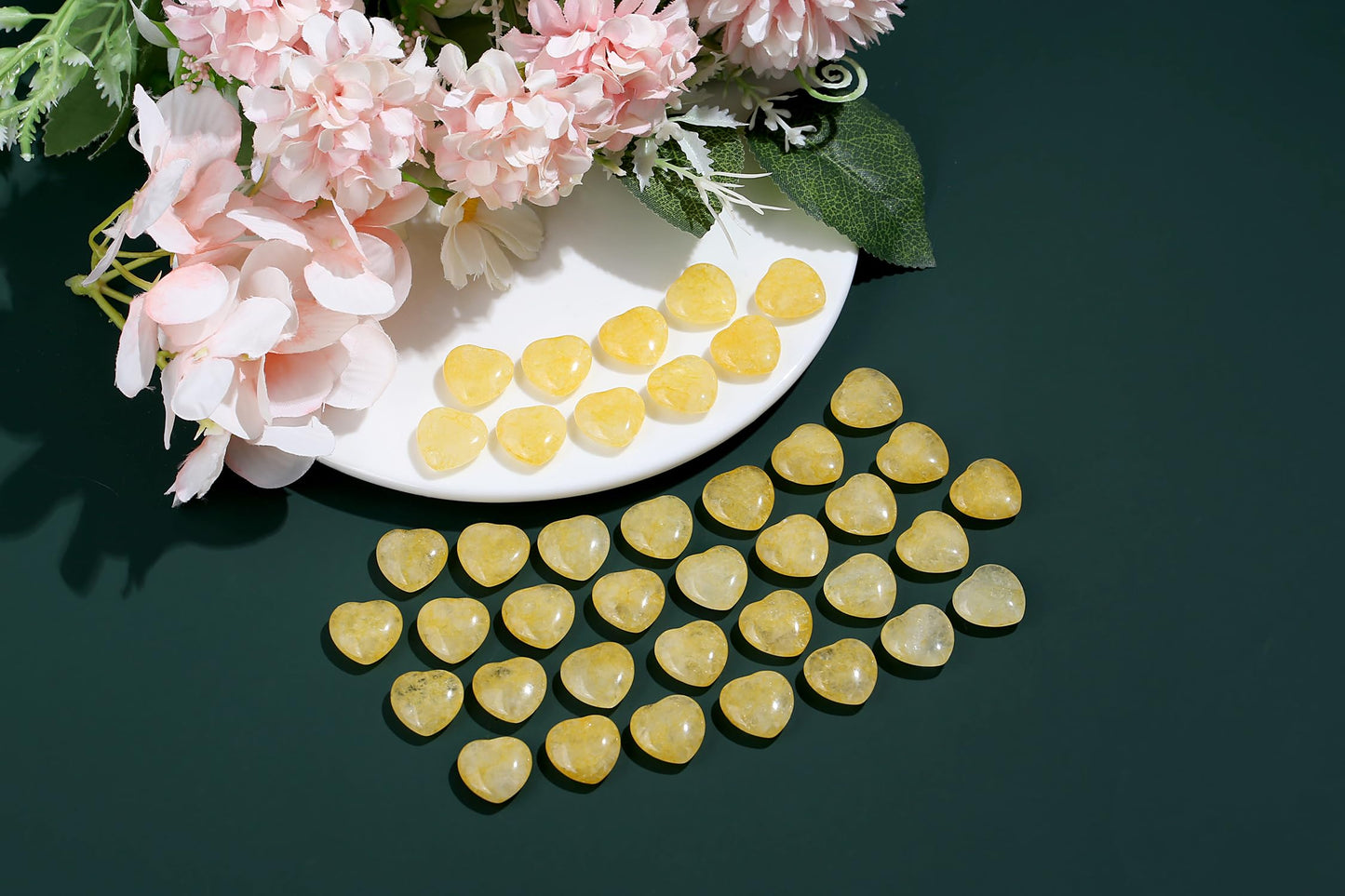 NUKAYAI 20PCS Citrine Healing Crystals Stones Heart Shaped Polished Crystal Stone Love Cute Pocket Thumb Reiki Wholesale Set Gifts Energy Balancing Meditation Mothers Day Bulk Gifts for Women