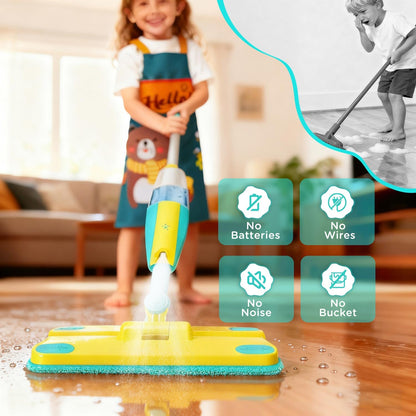 Kids Spray Mop,Toddlers Cleaning Play Sets with Real Water Sprayer,Includes Versatile Apron,Pretend Play Sets,Toddler Kids Cleaning Toy Set,Montessori Cleaning Set,Gifts for Boys Girls