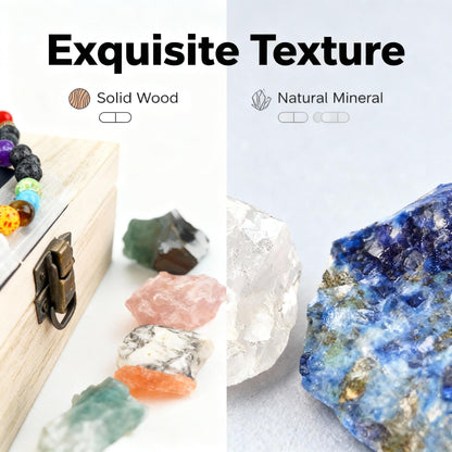 Healing Crystals Set – 12 Raw Chakra Stones & Selenite Stick&Obsidian bracelet | Unpolished Natural Crystals for Energy Balance, Meditation, Yoga, Reiki | Includes Wooden Box, Spiritual Gifts