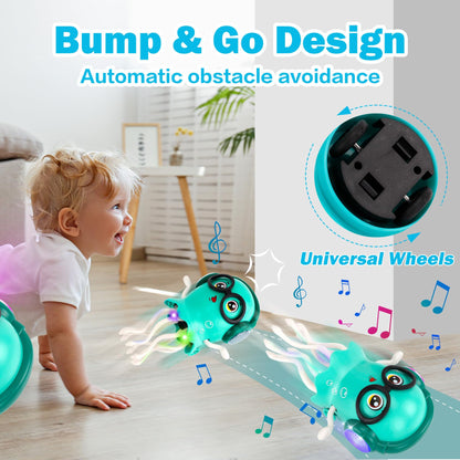 Dancing Octopus Baby Toys, Light Up Music Tummy Time Toys with 2 Flash Lights,Moving Electric Crawling Squid Toy for Babies with 1 Wheel,Baby Toy for 3 4 5 Year Old Boy Girl Christmas Birthday Gifts