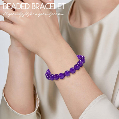 VDKIDKT Chakra Healing Bracelet 10mm Natural Amethyst Beads Bracelet for Women Men Stretchable Natural Crystal Bracelet Healing Anxiety Bracelets (Amethyst)