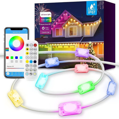 YFFSHLCS Permanent Outdoor Lights, 200ft Outdoor String Light Smart RGB with 72 Scene Modes, IP67 Waterproof Holiday Lights for Outside, APP and Remote Control Party Holidays