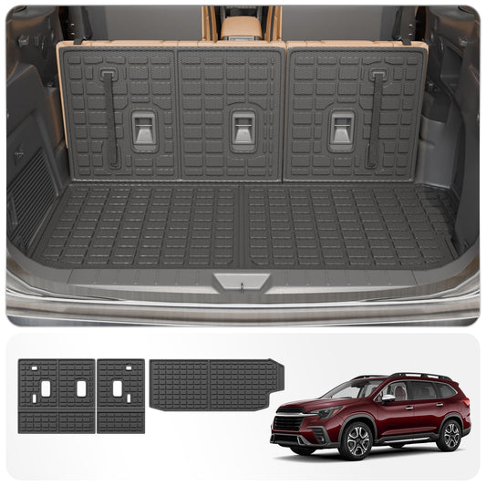 Thinzyou Cargo Mat Compatible with 2019-2025 2026 Subaru Ascent Cargo Liner Trunk Liner TPE Back Seat Cover Protector 2023 Ascent Accessories (Fit 7&8 Seats, Trunk Mat+3rd Row Backrest Mats)