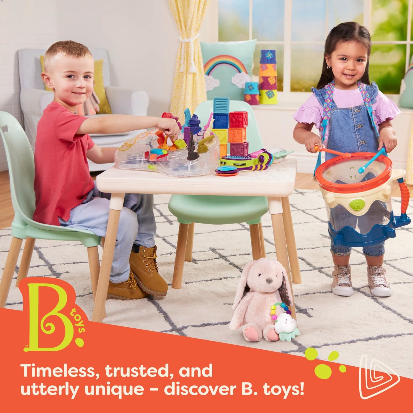 B. toys – LucKeys – Pretend Play Keys – 4 Textured Toy Keys for Babies & Toddlers – Flashlight & Car Sounds – 10+ Months